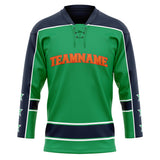 Custom Unisex Green & Navy Pattern Hockey Jersey