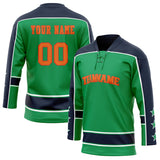 Custom Unisex Green & Navy Pattern Hockey Jersey