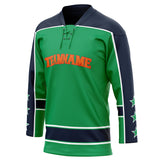 Custom Unisex Green & Navy Pattern Hockey Jersey