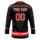 Custom Unisex Black & Red Pattern Hockey Jersey