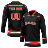 Custom Unisex Black & Red Pattern Hockey Jersey