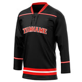 Custom Unisex Black & Red Pattern Hockey Jersey