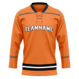 Custom Unisex Orange & White Pattern Hockey Jersey