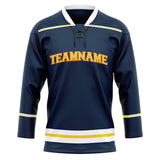 Custom Unisex Navy & White Pattern Hockey Jersey