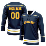 Custom Unisex Navy & White Pattern Hockey Jersey