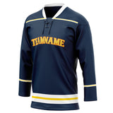 Custom Unisex Navy & White Pattern Hockey Jersey