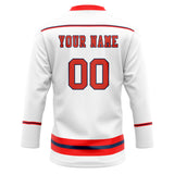 Custom Unisex White & Red Pattern Hockey Jersey