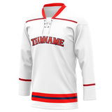 Custom Unisex White & Red Pattern Hockey Jersey