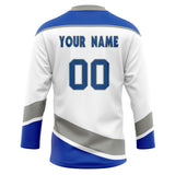 Custom Unisex White & Blue Pattern Hockey Jersey