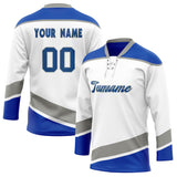 Custom Unisex White & Blue Pattern Hockey Jersey