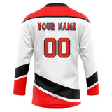 Custom Unisex White & Red Pattern Hockey Jersey