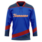 Custom Unisex Blue & Navy Pattern Hockey Jersey