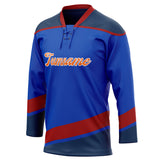 Custom Unisex Blue & Navy Pattern Hockey Jersey