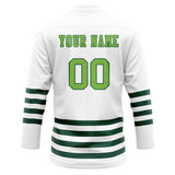 Custom Unisex White & Green Pattern Hockey Jersey