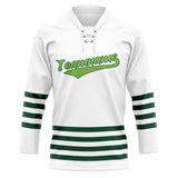 Custom Unisex White & Green Pattern Hockey Jersey