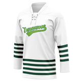 Custom Unisex White & Green Pattern Hockey Jersey