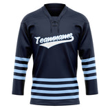 Custom Unisex Navy & Light Blue Pattern Hockey Jersey