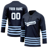 Custom Unisex Navy & Light Blue Pattern Hockey Jersey