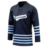 Custom Unisex Navy & Light Blue Pattern Hockey Jersey