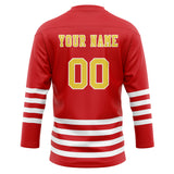 Custom Unisex Red & White Pattern Hockey Jersey