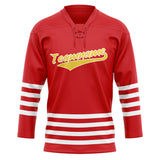 Custom Unisex Red & White Pattern Hockey Jersey