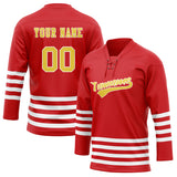 Custom Unisex Red & White Pattern Hockey Jersey