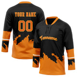 Custom Unisex Black & Orange Pattern Hockey Jersey