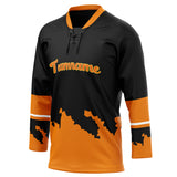 Custom Unisex Black & Orange Pattern Hockey Jersey