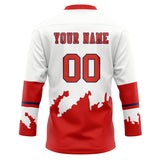 Custom Unisex White & Red Pattern Hockey Jersey