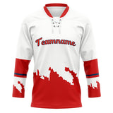 Custom Unisex White & Red Pattern Hockey Jersey