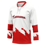 Custom Unisex White & Red Pattern Hockey Jersey