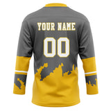 Custom Unisex Gray & Gold Pattern Hockey Jersey