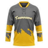 Custom Unisex Gray & Gold Pattern Hockey Jersey