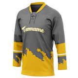 Custom Unisex Gray & Gold Pattern Hockey Jersey