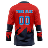 Custom Unisex Red & Navy Pattern Hockey Jersey