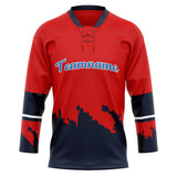 Custom Unisex Red & Navy Pattern Hockey Jersey