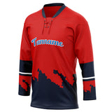 Custom Unisex Red & Navy Pattern Hockey Jersey