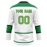 Custom Unisex White & Green Pattern Hockey Jersey