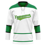 Custom Unisex White & Green Pattern Hockey Jersey