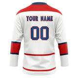 Custom Unisex White & Red Pattern Hockey Jersey