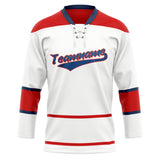 Custom Unisex White & Red Pattern Hockey Jersey