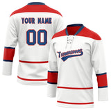 Custom Unisex White & Red Pattern Hockey Jersey