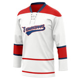 Custom Unisex White & Red Pattern Hockey Jersey