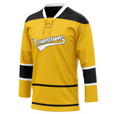 Custom Unisex Yellow & Black Pattern Hockey Jersey