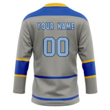 Custom Unisex Gray & Blue Pattern Hockey Jersey