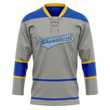 Custom Unisex Gray & Blue Pattern Hockey Jersey