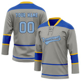 Custom Unisex Gray & Blue Pattern Hockey Jersey