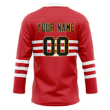 Custom Unisex Red & White Pattern Hockey Jersey