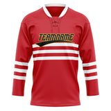 Custom Unisex Red & White Pattern Hockey Jersey