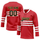 Custom Unisex Red & White Pattern Hockey Jersey